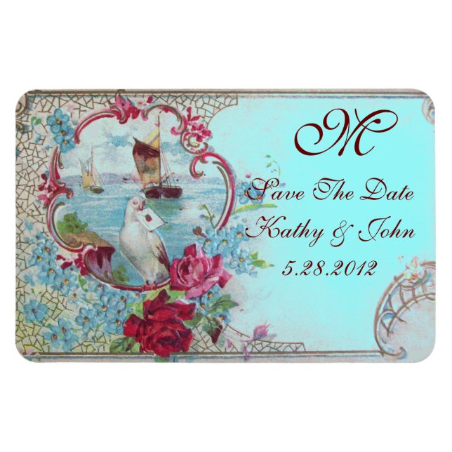 Magnet Flexible MONOGRAM ROMANTİCA, Enregistrer La Date (Horizontal)