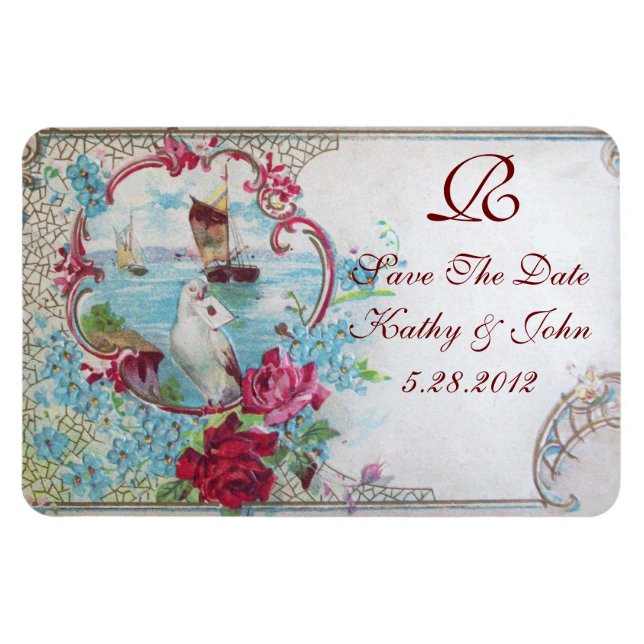 Magnet Flexible MONOGRAM ROMANTİCA, Enregistrer La Date (Horizontal)