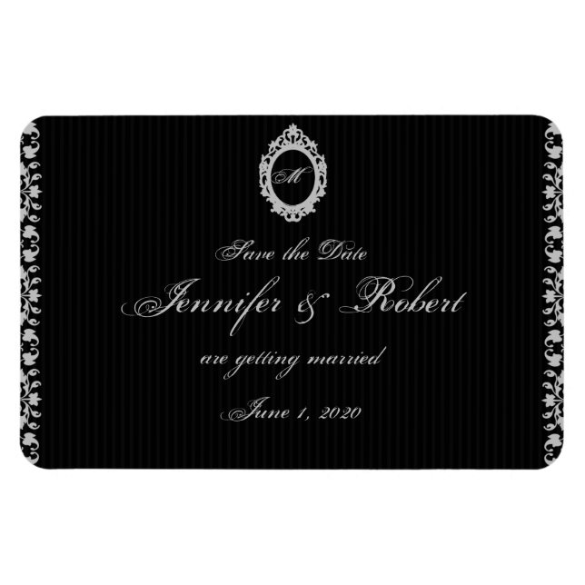 Magnet Flexible Monogramme de cadre gothique Enregistrer la date (Horizontal)