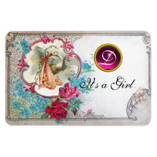 Magnet Flexible MONOGRAMME DE DOUCHE BÉBÉ EN STORK, blanc
