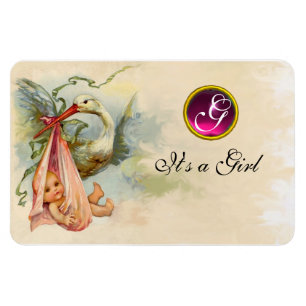 MAGNET FLEXIBLE MONOGRAMME DE DOUCHE POUR FILLES BÉBÉ EN STORK