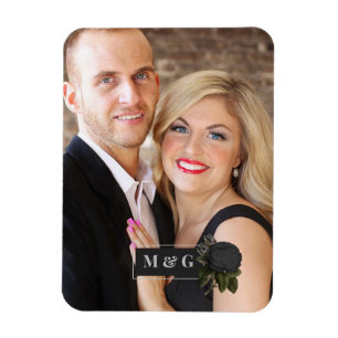 Magnet Flexible Monogramme de mariage aux roses noires gothiques v