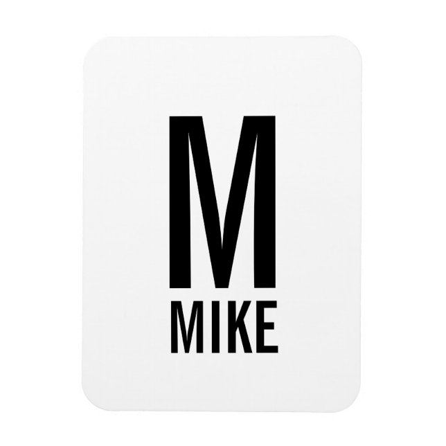 Magnet Flexible Monogramme et nom personnalisés modernes (Vertical)