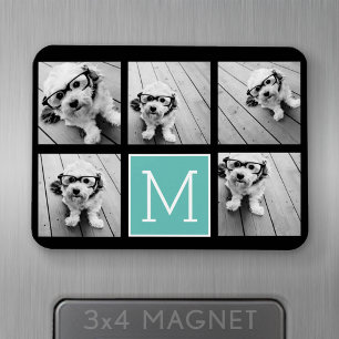 Magnet Flexible Monogramme - Jusqu'à 5 photos noir