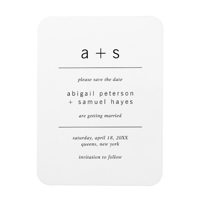 Magnet Flexible Monogramme minimaliste noir et blanc Enregistrer l (Vertical)