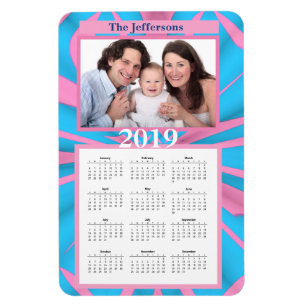 Magnet Flexible Monogramme moderne rose et bleu d'abrégé sur de