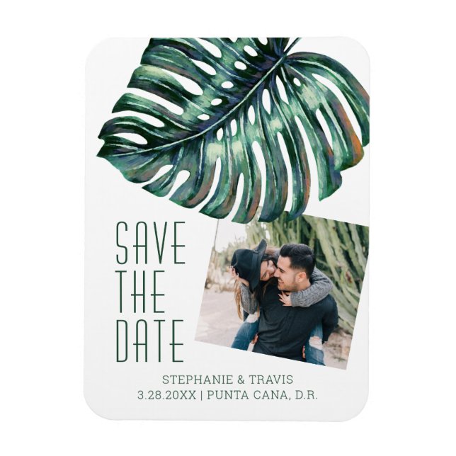 Magnet Flexible Monstera moderne tropicale Photo Enregistrer la da (Vertical)