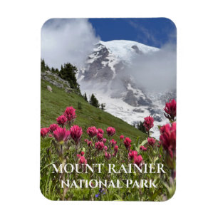 Magnet Flexible Mont Rainier couvert de neige, Pinceau Indien