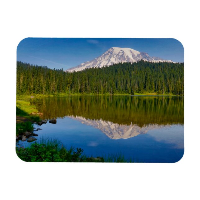 Magnet Flexible Mont Rainier et lac de réflexion (Horizontal)