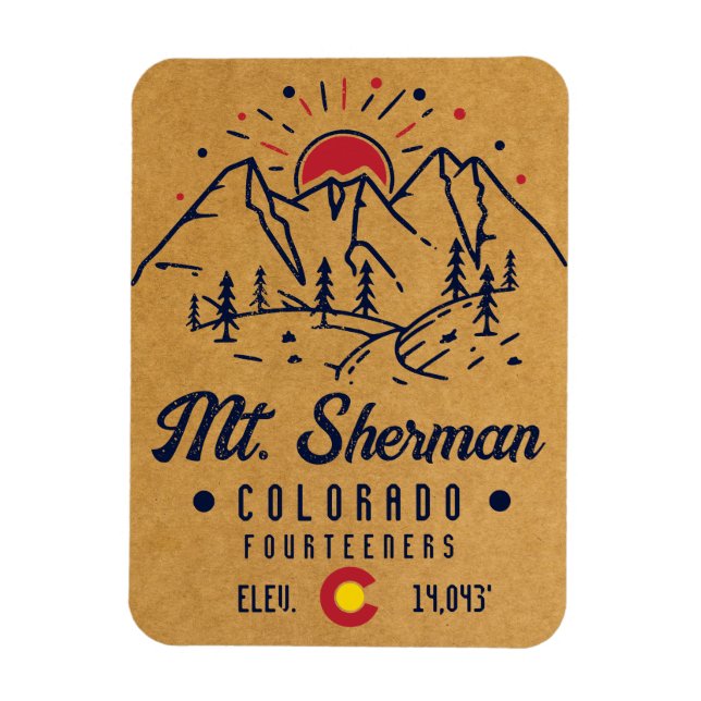 Magnet Flexible Mont Sherman Colorado 14ers Minimaliste de montagn (Vertical)