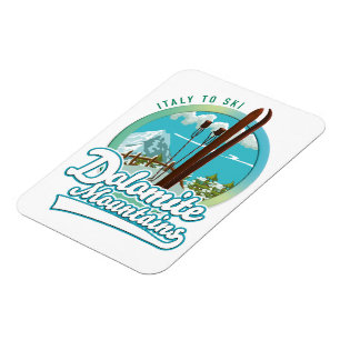Magnet Flexible montagnes de dolomite italie logo ski