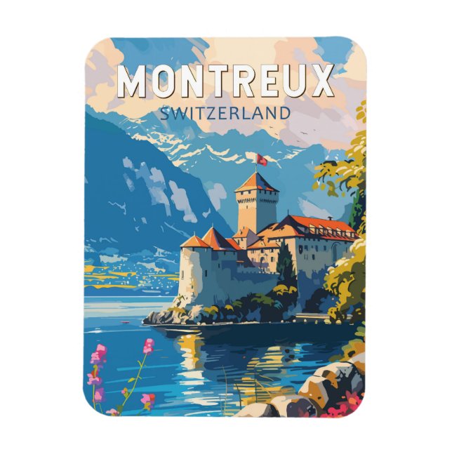 Magnet Flexible Montreux Suisse Travel Art Vintage (Vertical)