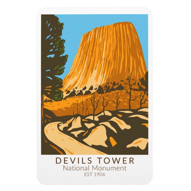 Magnet Flexible Monument national de la tour Devils Wyoming Vintag (Vertical)