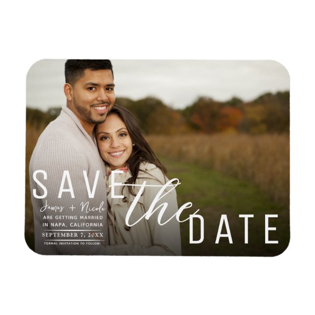 Magnet Flexible Moody Black Overlay Photo Enregistrer la date Mari (Horizontal)