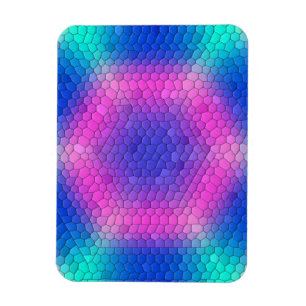 Magnet Flexible Mosaïque d'hexagone rose sur dégradé bleu