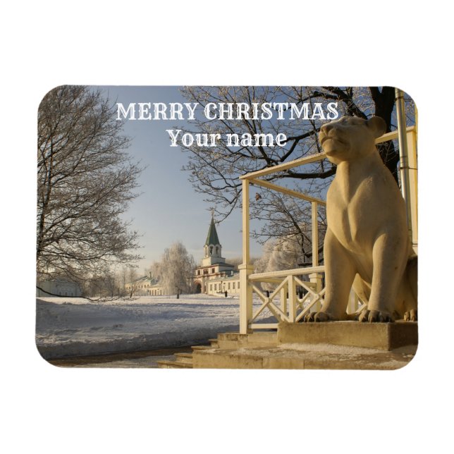 Magnet Flexible Moscou. Hiver. sculpture de lions (Horizontal)