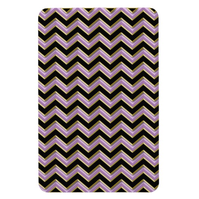 Magnet Flexible Motif Amethyst Gold Black Zigzag (Vertical)