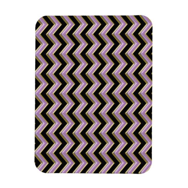 Magnet Flexible Motif Amethyst Gold Black Zigzag (Vertical)