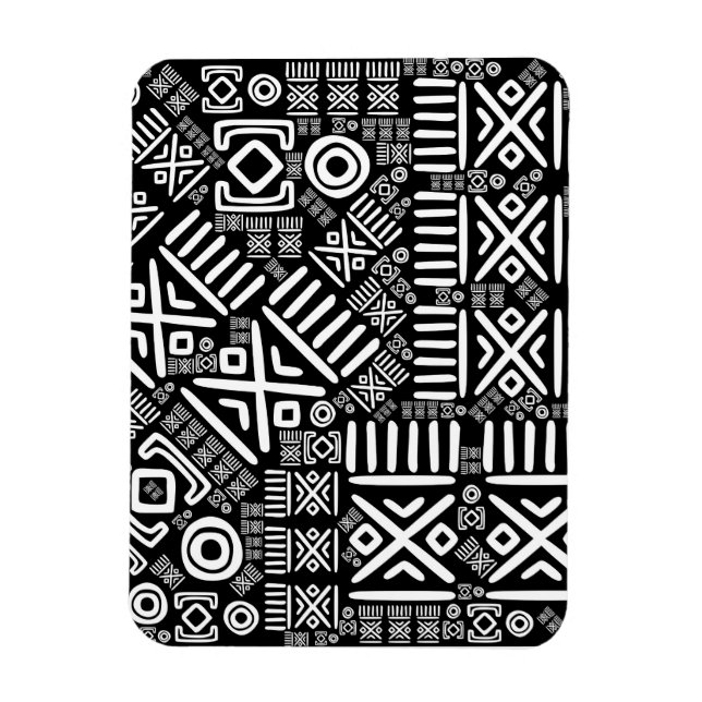 Magnet Flexible Motif d'origine africaine - Noir et Blanc #6 (Vertical)