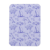 Motif d'une ligne d'animal marin et voilier