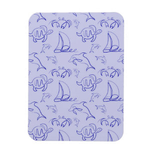 Magnet Flexible Motif d'une ligne d'animal marin et voilier