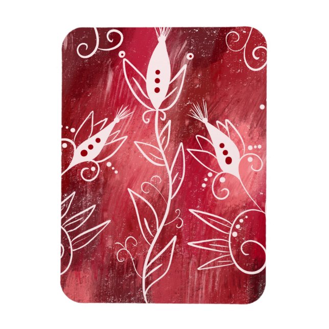 Magnet Flexible Motif Floral Rouge Et Blanc (Vertical)