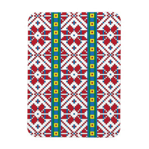 Magnet Flexible Motif géométrique tribal rouge, bleu et blanc é