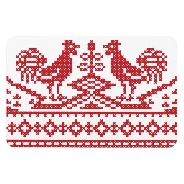 Magnet Flexible Motif russe de la croix des Roosters rouges (Horizontal)