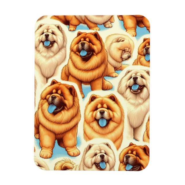 Magnet Flexible Motif sans couture de Chow-Chow Retro (Vertical)
