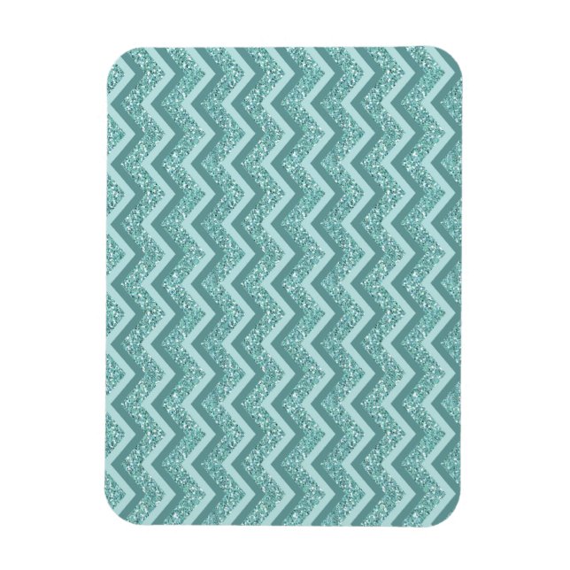 Magnet Flexible Motif ZigZag Parties scintillant Turquoise (Vertical)