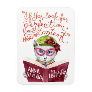 Magnet Flexible Motivational Leo Tolstoï Citation Aquarelle Chat