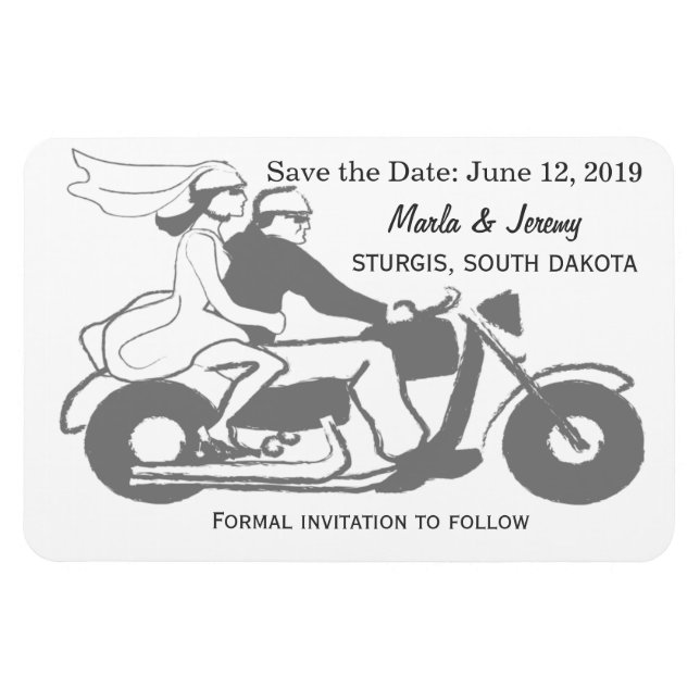 Magnet Flexible Moto gris et blanc enregistrer la date (Horizontal)