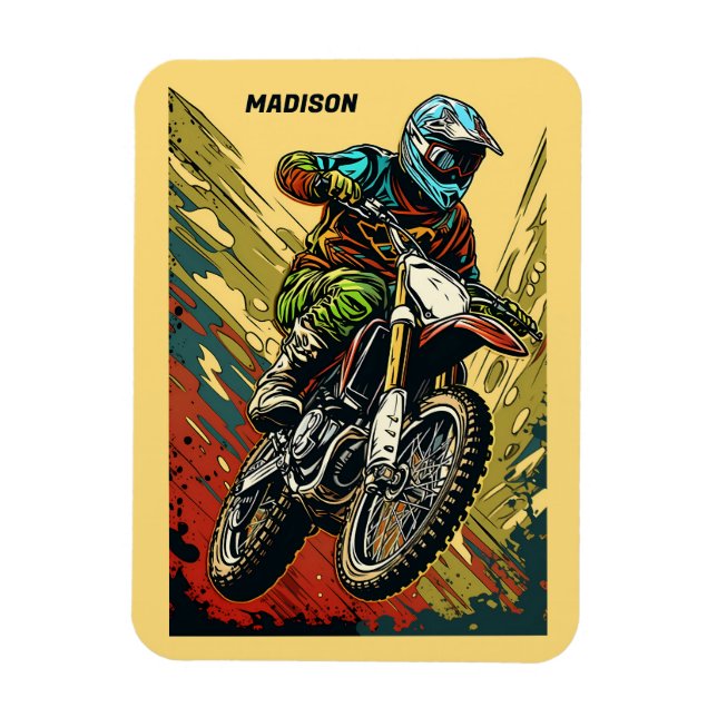 Magnet Flexible Motocross de nom personnalisé (Vertical)