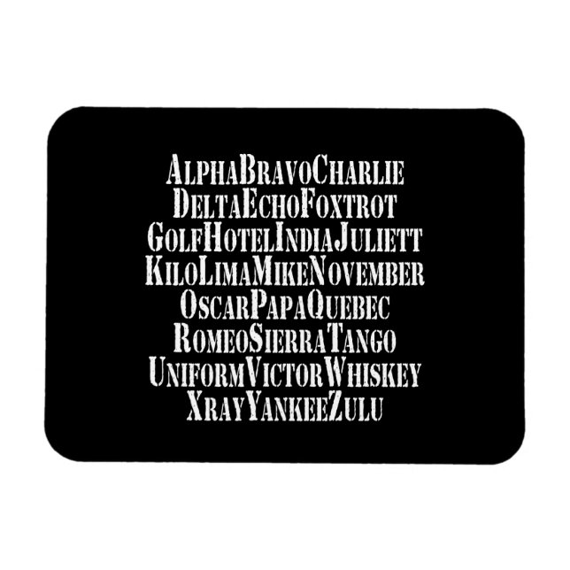 MAGNET FLEXIBLE MOTS ALPHABET PHONÉTIQUE / CODE (Horizontal)