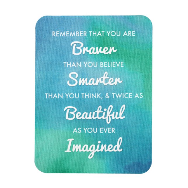 Magnet Flexible Mots inspirants sur Arrière - plan d'aquarelle ble (Vertical)