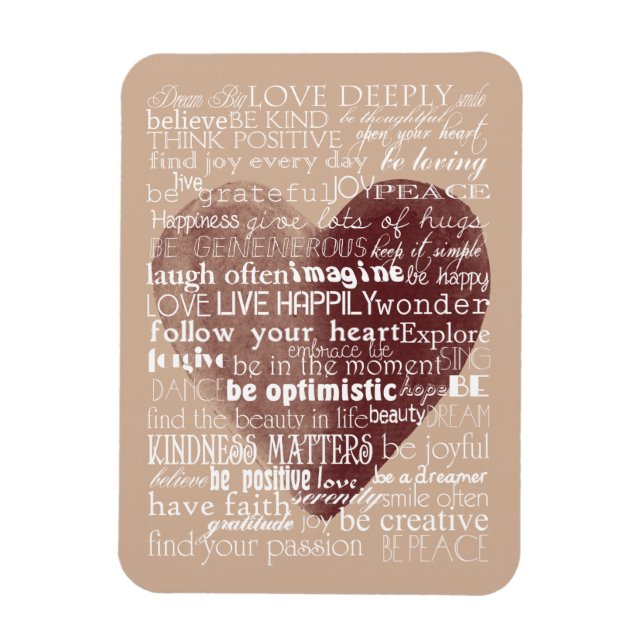 Magnet Flexible Mots Inspirationnels Aquarelle Coeur (Vertical)