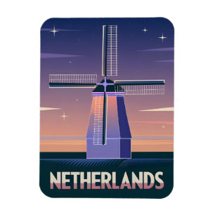 Magnet Flexible Moulin à vent Neon Vaporwave Pays-Bas des années 8