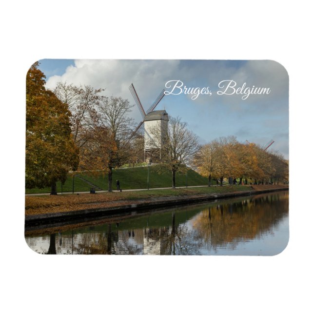 Magnet Flexible Moulins de Bruges, reflets d'automne  (Horizontal)
