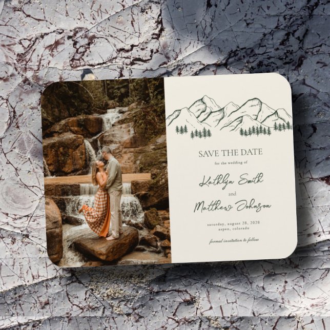Magnet Flexible Mountain Outdoor Sage Green Wedding Enregistrer La (Créateur téléchargé)
