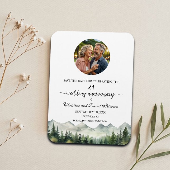 Magnet Flexible Mountain Pine 24 Wedding Anniversary Save the Date (Créateur téléchargé)