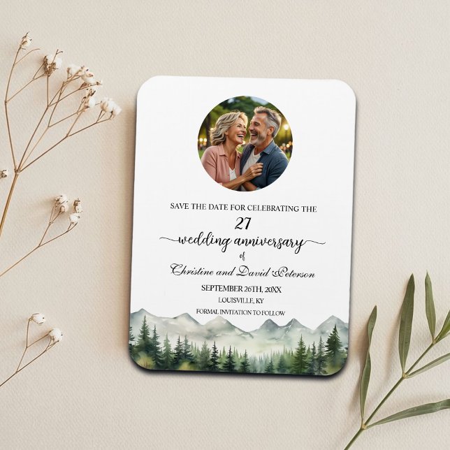 Magnet Flexible Mountain Pine 27 Wedding Anniversary Save the Date (Créateur téléchargé)
