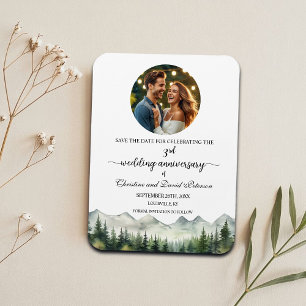 Magnet Flexible Mountain Pine 3 Anniversaire du Mariage Enregistre