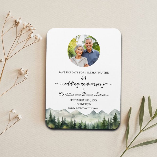 Magnet Flexible Mountain Pine 43 Anniversaire du Mariage Enregistr (Créateur téléchargé)