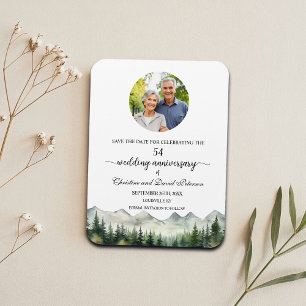 Magnet Flexible Mountain Pine 54 Anniversaire du Mariage Enregistr