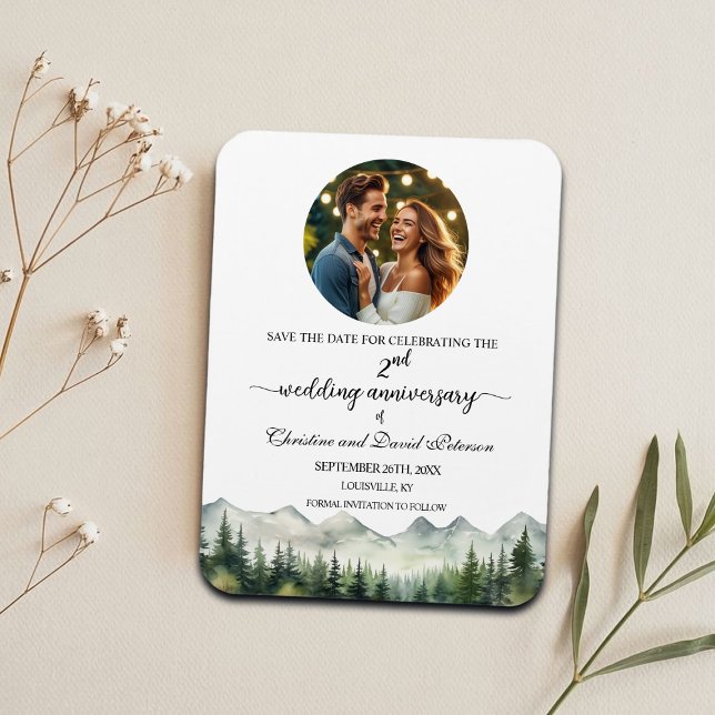 Magnet Flexible Mountain Pine Wedding Anniversary Save the Date (Créateur téléchargé)