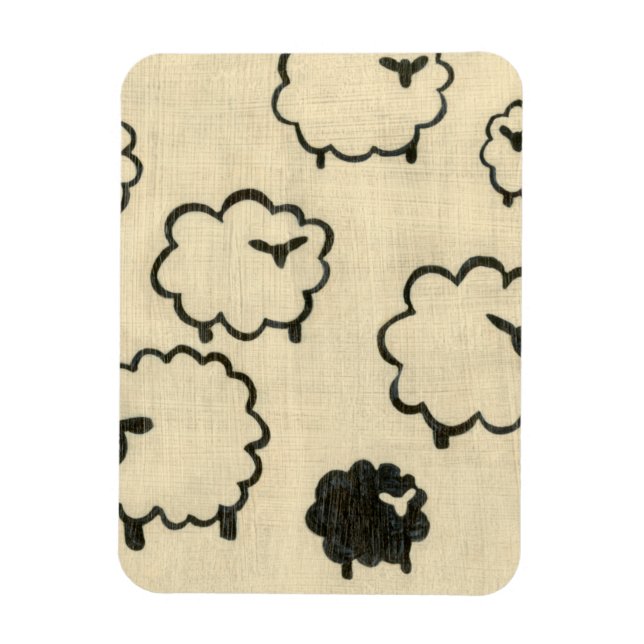 Magnet Flexible Mouton blanc et noir sur Arrière - plan crème (Vertical)