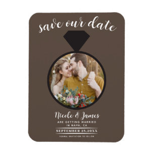 Magnet Flexible Moyen Brown Mariage Bague photo Enregistrer la dat