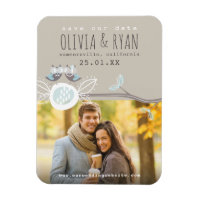 Mr & Mrs Blue Mariage Owls Enregistrer La Date Pho
