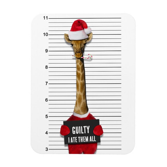 Magnet Flexible Mugshot Guilty Giraffe Drôle Noël (Vertical)
