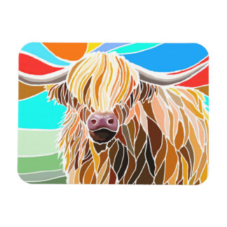 Magnet Flexible Multicolore drôle vache des hautes terres